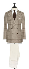 Loro Piana Taupe Wool Silk Linen With Brown Check Inspiration