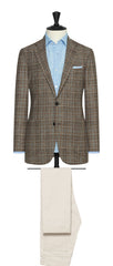 Possen Collection Brown Silk Wool Check With Light Blue Overcheck Inspiration