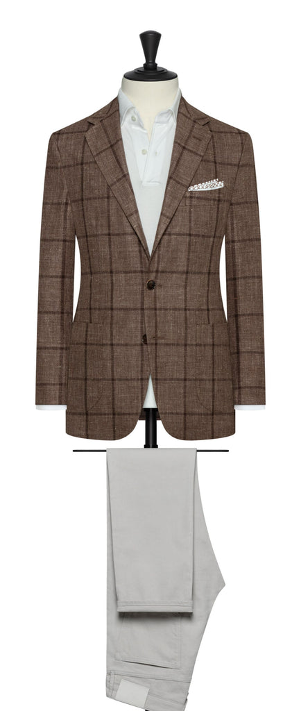 Possen Collection Brown Linen Wool With Tonal Windowpane Inspiration