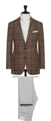 Possen Collection Brown Linen Wool With Tonal Windowpane Inspiration