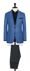 Loro Piana Two Blue Wool Silk Linen Glen Check Inspiration