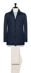 Possen Collection Navy Blue Linen Silk Blend Giro Inglese Inspiration