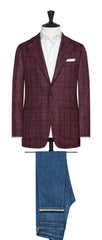 Possen Collection Burgundy Wool,   Silk,   & Linen Glen Plaid With Black Overcheck Inspiration