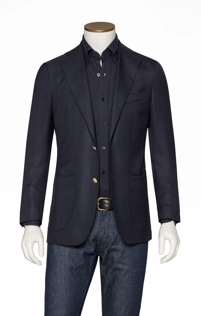 Dino Filarte Micro Design Blazer Merino Wool Midnight Blue