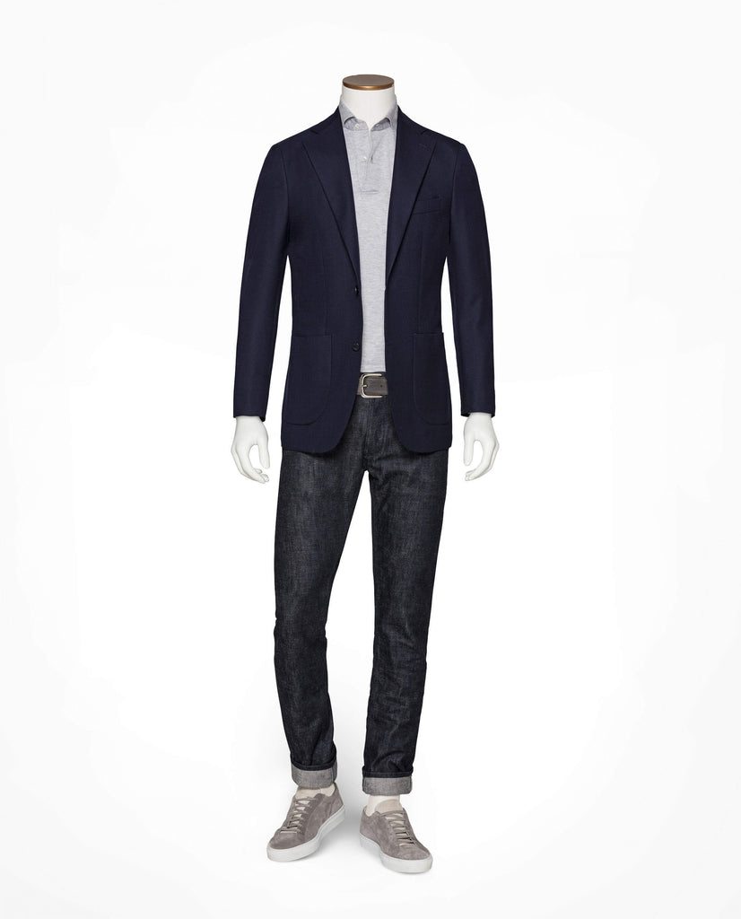 Barberis Canonico Midnight Blue Merino Wool Panama Micro Effect