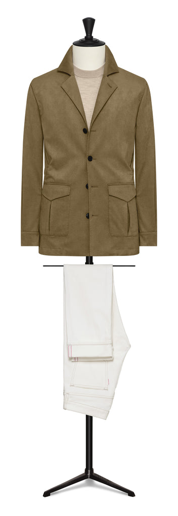 DeBall Belseta Khaki Peached Water Repellent Technical Lightweight Fabric