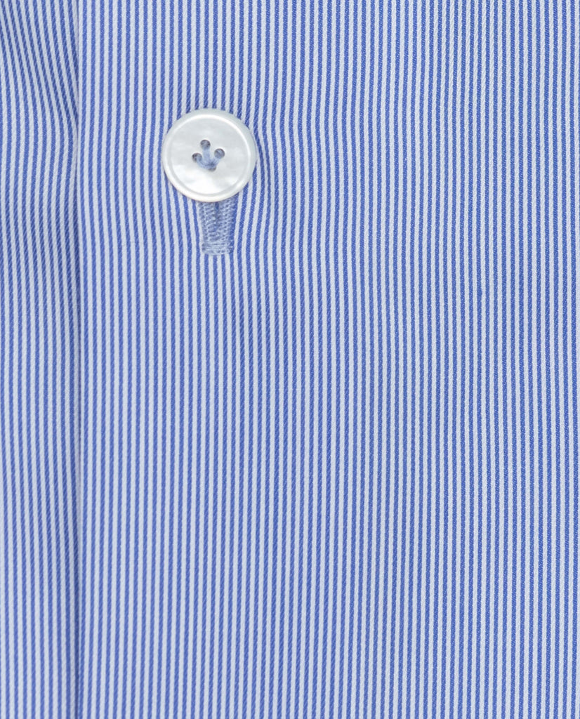 Albini Blue Hairline Twill 365 Easy Care Fine Cotton