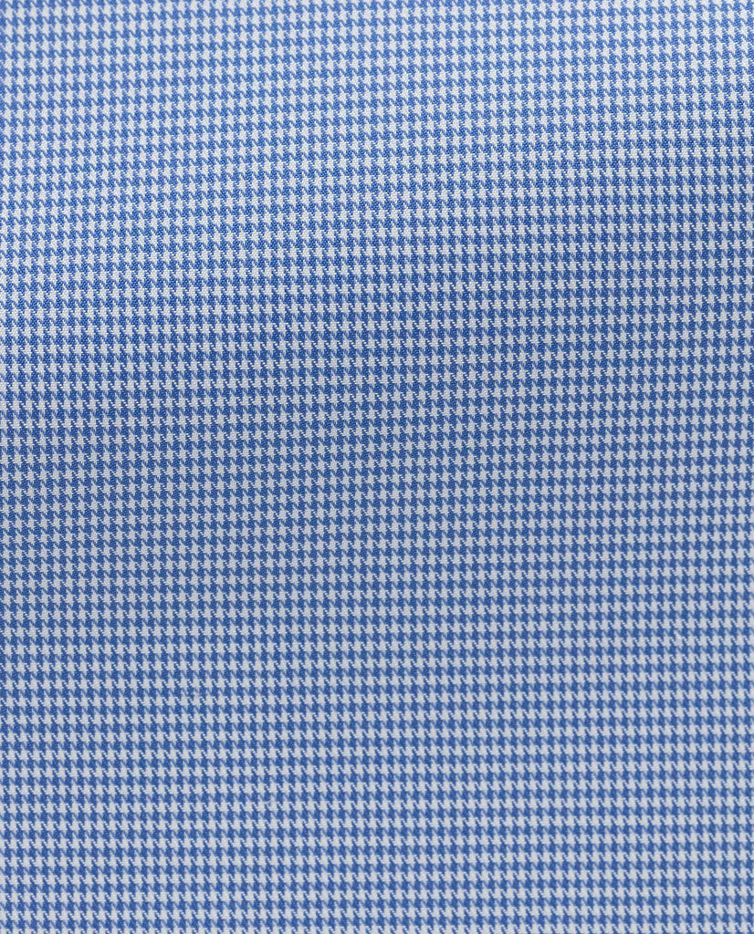 Thomas Mason Two Ply Egyptian Cotton Twill Pied-de-Poule Mid Blue