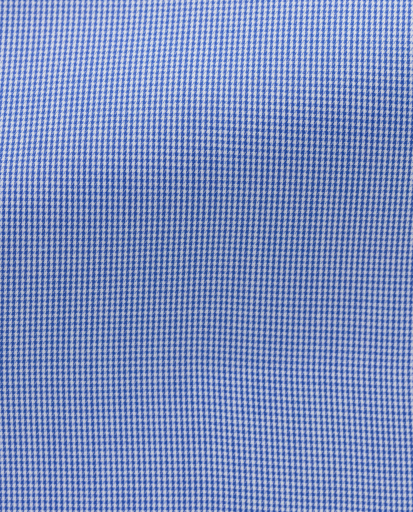 Albini Blue Micro Houndstooth Twill 365 Easy Care Fine Cotton