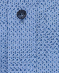 Albini Blue Poplin Paisley Dot Cotton 365 Easy Care Cotton