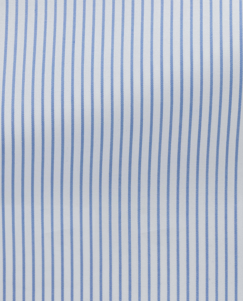 Albini Light Blue Stripe Poplin Cotton 365 Easy Care Cotton