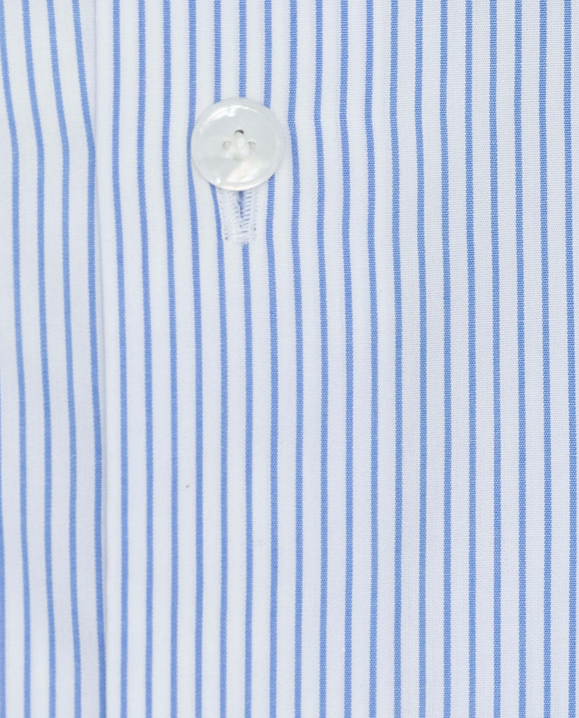 Albini Light Blue Stripe Poplin Cotton 365 Easy Care Cotton