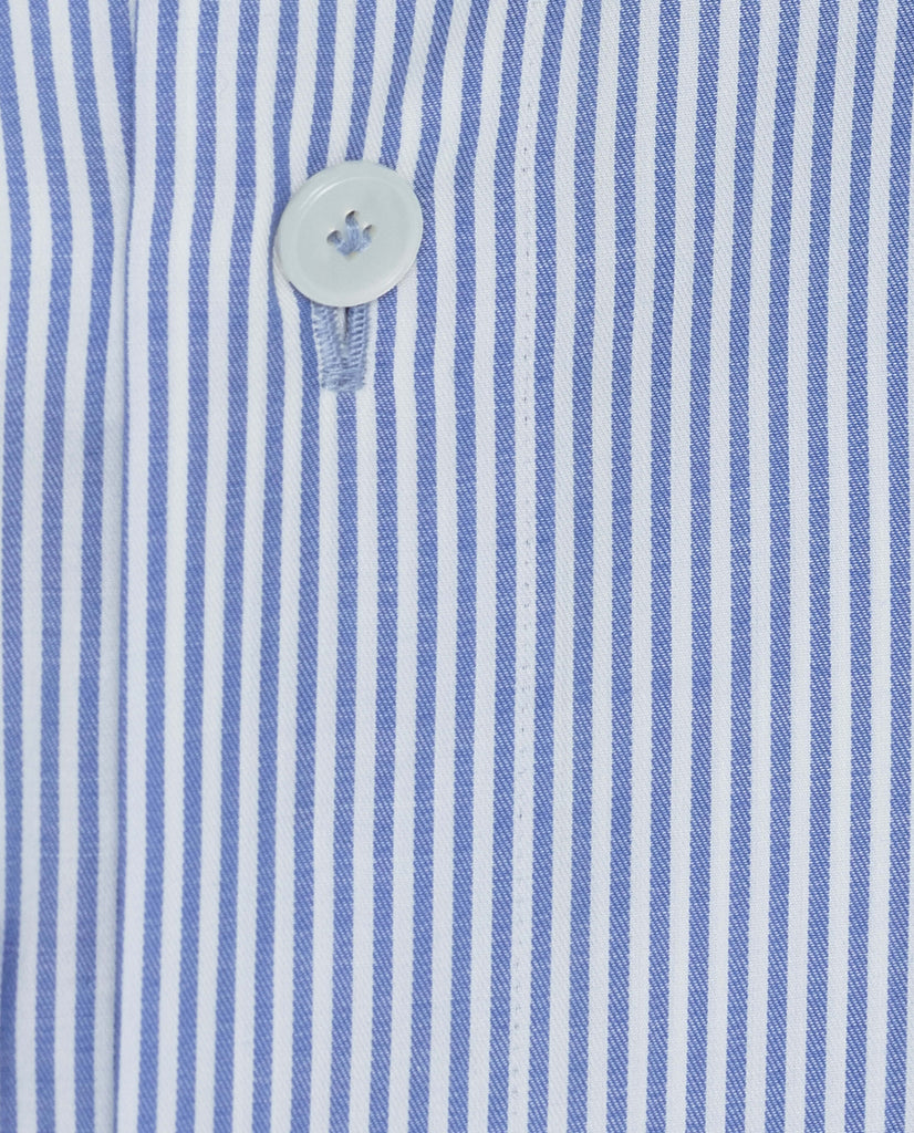 Albini Blue Stripe Twill 365 Easy Care Fine Cotton