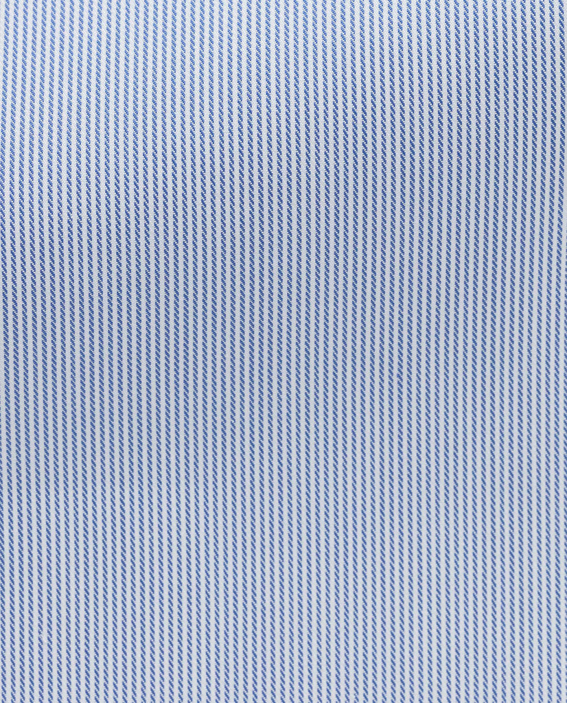 Thomas Mason Micro Stripe Blue Two Ply Sea Island Cotton Fine Twill