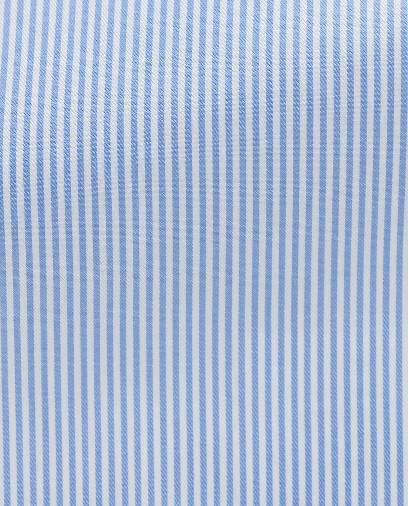 Thomas Mason Stripe Light Blue Two Ply Sea Island Cotton Fine Twill