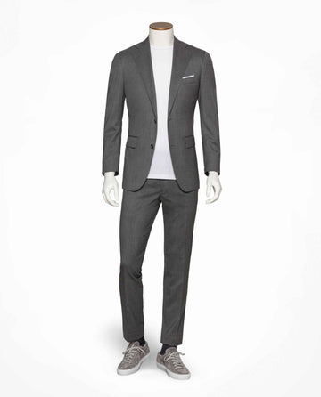 Marzotto 365 Merino Wool Stretch Mid Grey Twill