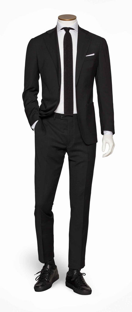 Paulo Oliveira 365 Black Panama Wool Blend Stretch