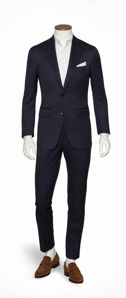 Paulo Oliveira Midnight Blue Faille Wool Blend Stretch
