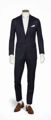Paulo Oliveira Midnight Blue Faille Wool Blend Stretch