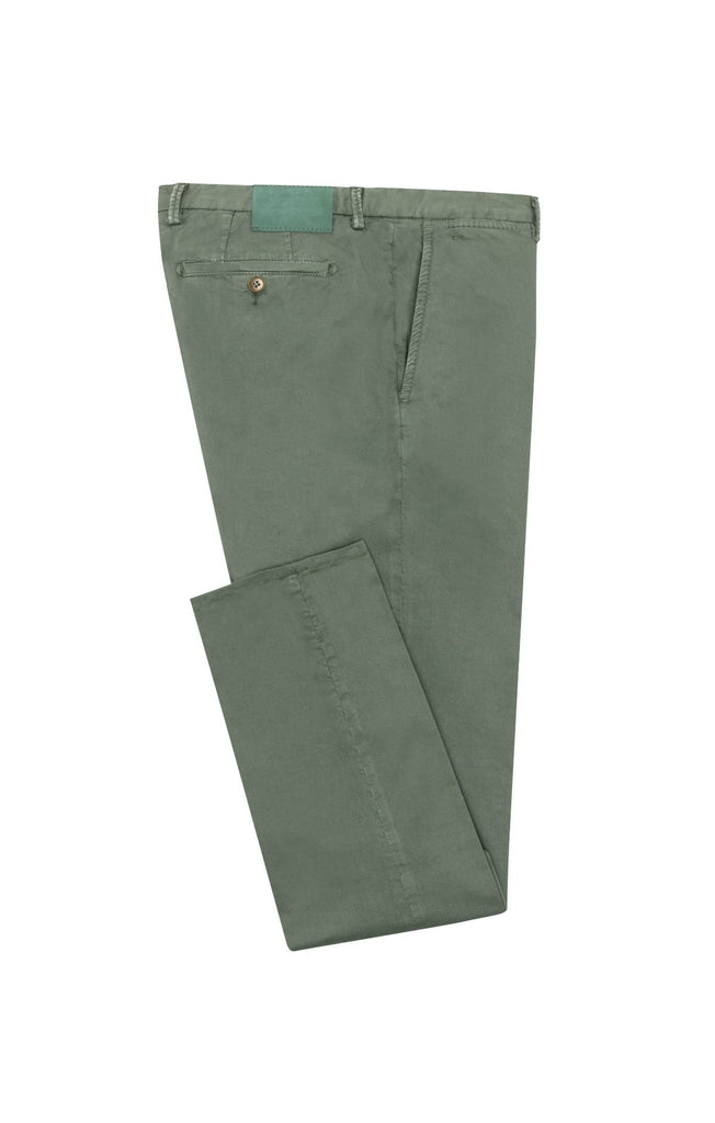 Cotton Forest Green Garment Dyed Stretch Fine Twill