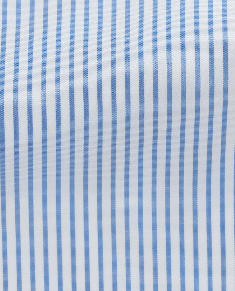 Albini Cobalt Blue Stripe Poplin Cotton 365 Easy Care Cotton