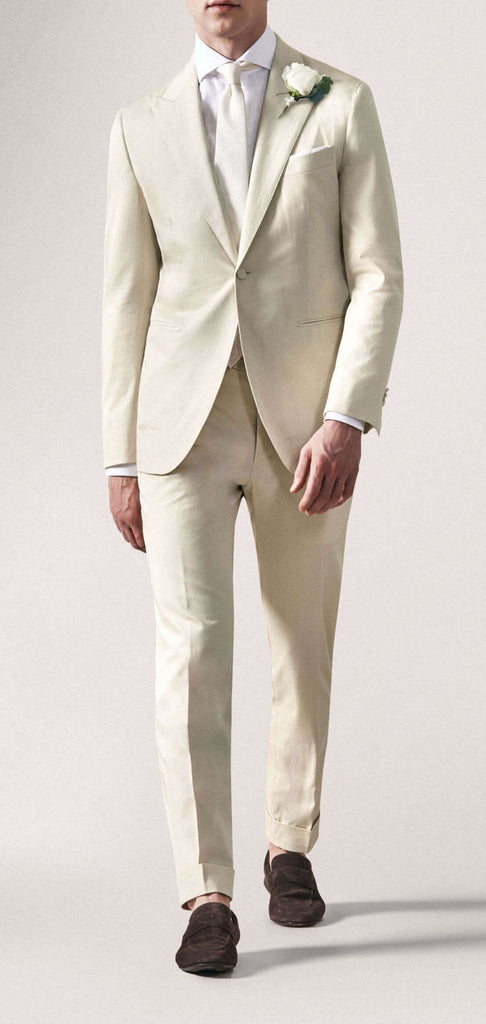 Larusmiani Cotton stretch Fine Gabardine Off White
