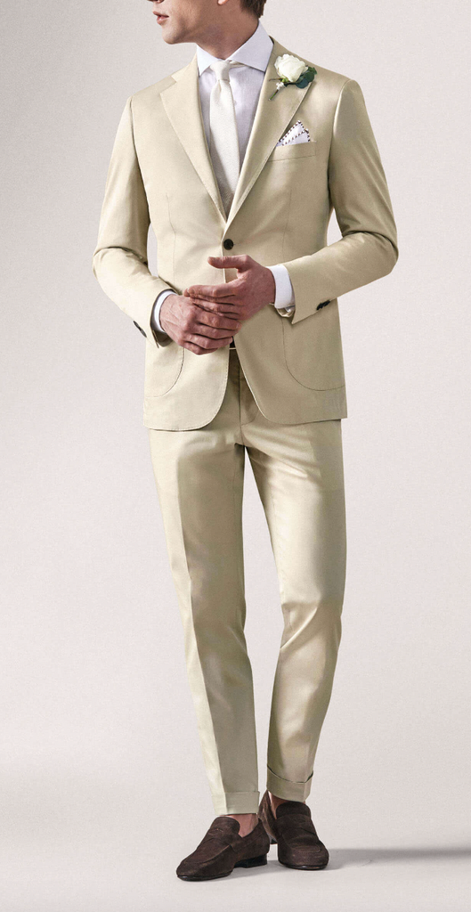 Larusmiani Cotton Stretch Fine Gabardine Light Sand