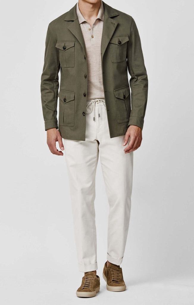 Olimpias Dusty Olive Heavy Cotton Stretch Twill