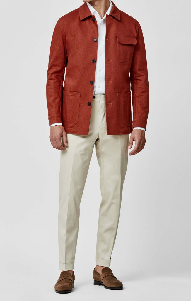 Olimpias Brick Red Heavy Cotton Stretch Twill