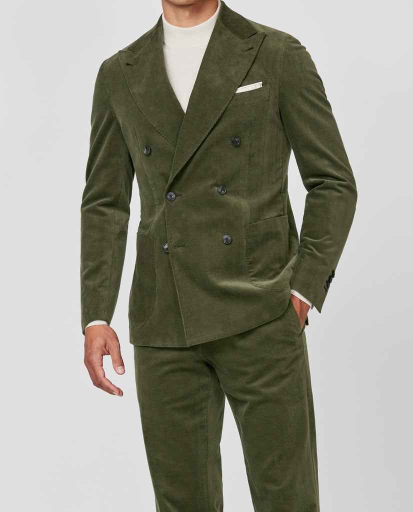 Olimpias Dark Olive Cotton & Lyocell Corduroy Stretch