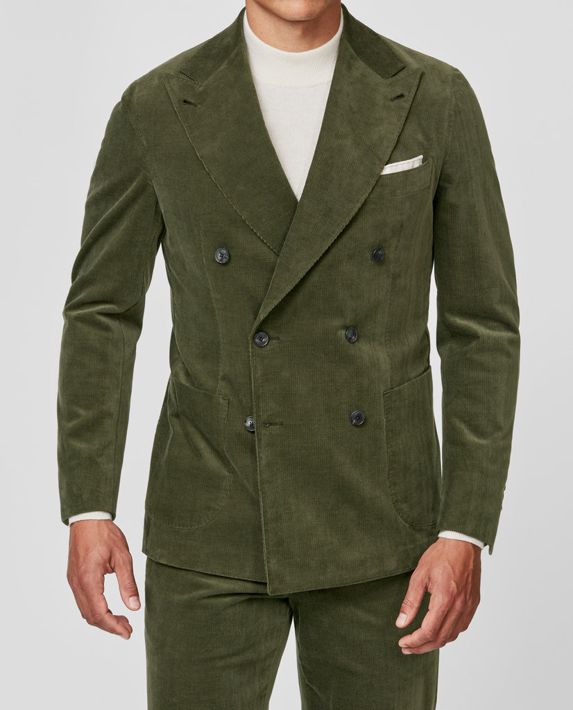Olimpias Dark Olive Cotton & Lyocell Corduroy Stretch