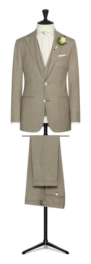 Angelico 365 Doppio Ritorto S130 Merino Wool Light Taupe Twill Mélange