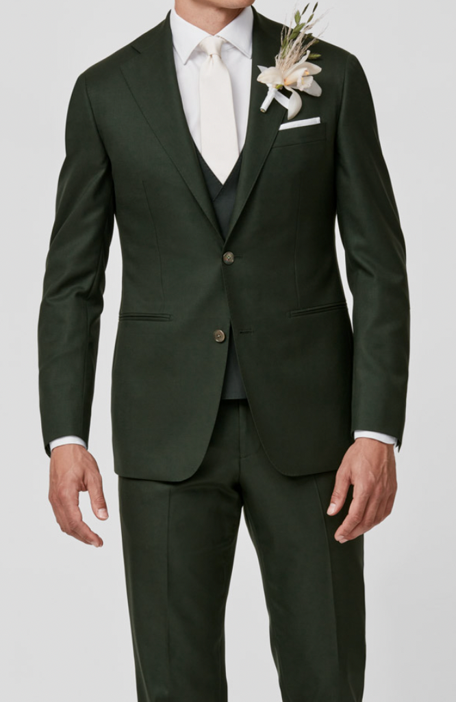 Angelico 365 Doppio Ritorto S130 Merino Wool Dark Green Twill