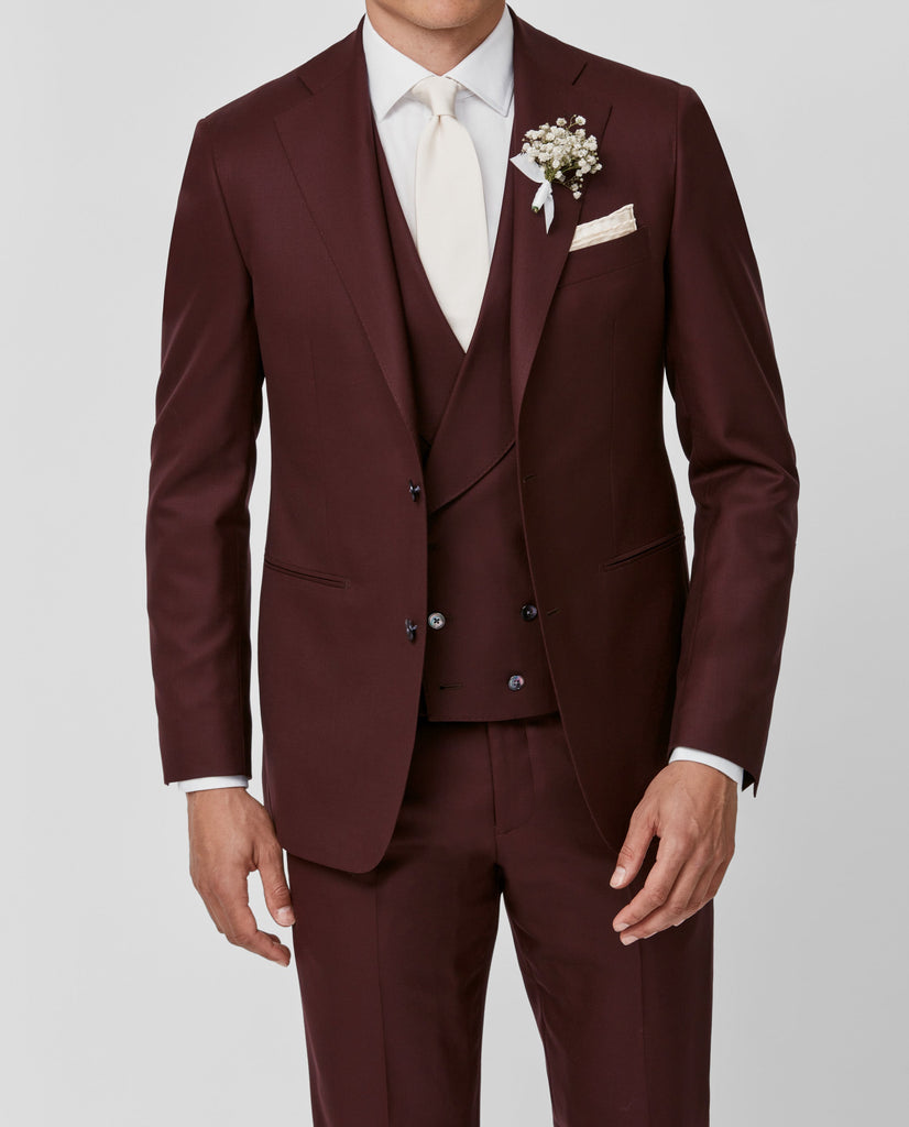 Angelico 365 Doppio Ritorto S130 Merino Wool Burgundy Twill