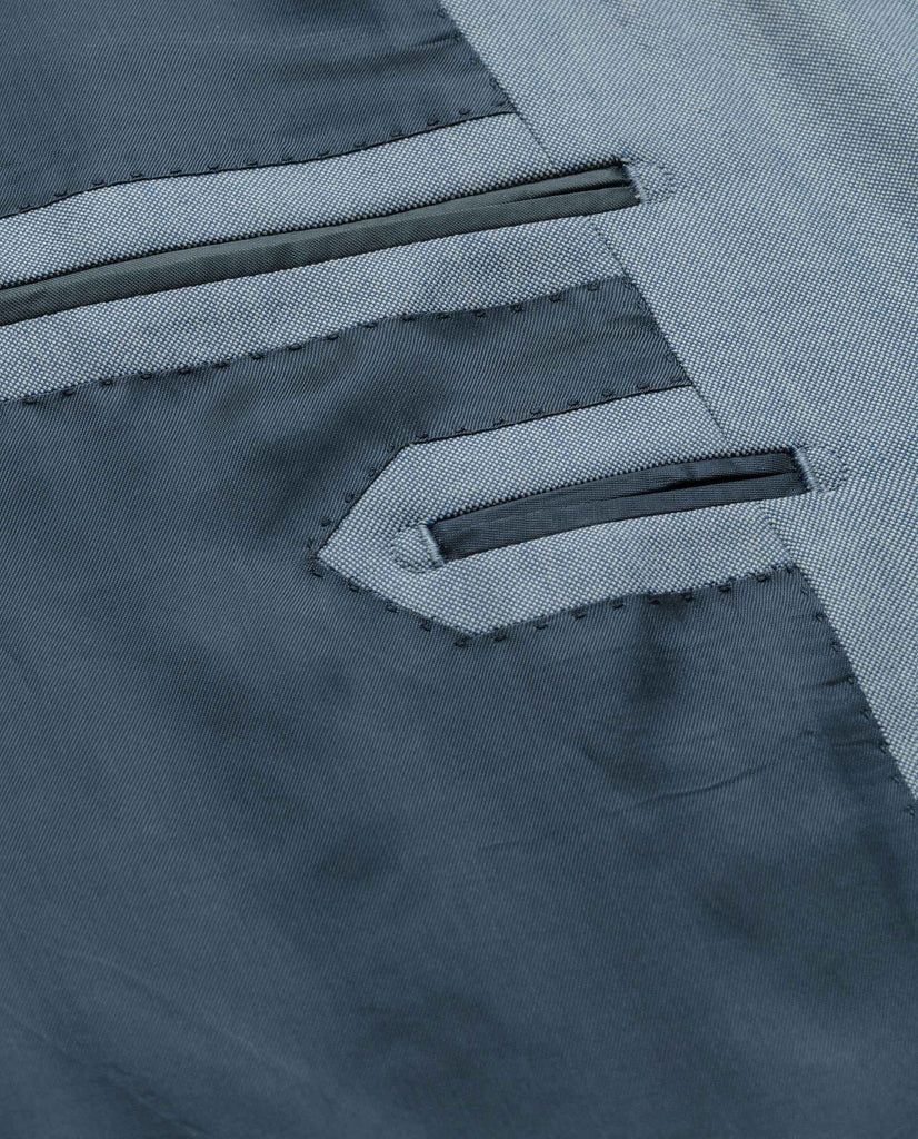 Barberis Canonico Mid Blue S130 Merino Wool Doppio Ritorto Basketweave