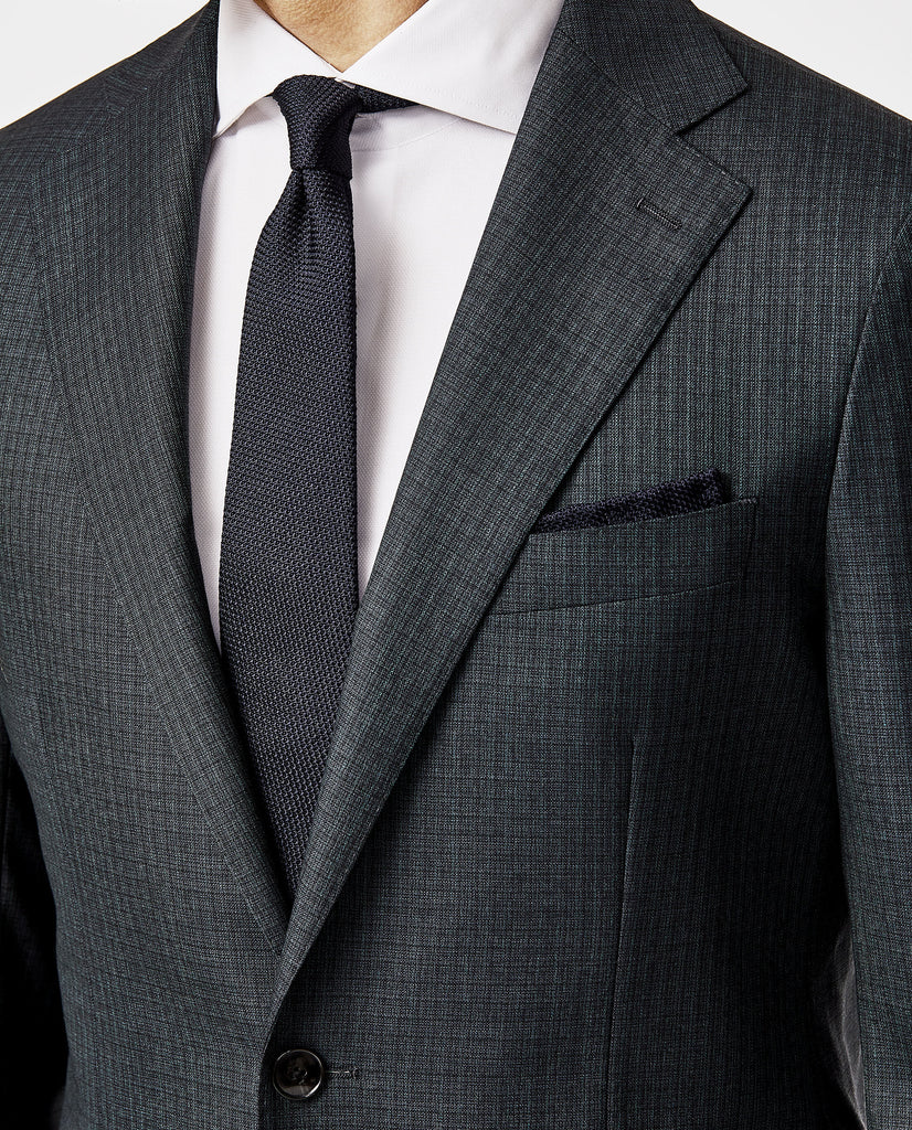 Barberis Canonico Dark Emerald Green & Black Doppio Ritorto Super 130 Mouliné Merino Wool