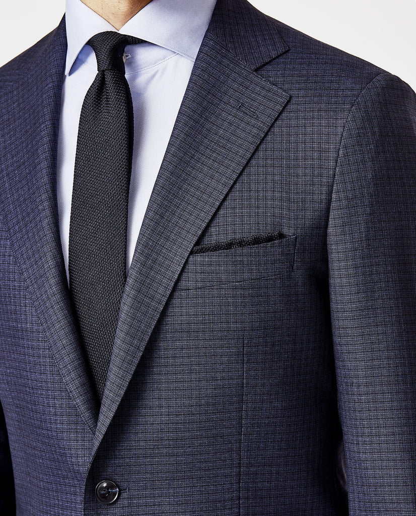 Barberis Canonico Royal Blue & Black Doppio Ritorto Super 130 Mouliné Merino Wool