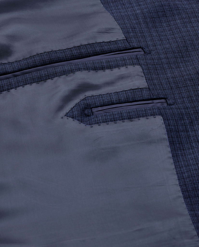 Barberis Canonico Royal Blue & Black Doppio Ritorto Super 130 Mouliné Merino Wool