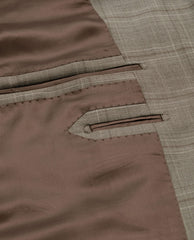 Angelico 365 Doppio Ritorto S130 Merino Wool Taupe with Chocolate Glencheck