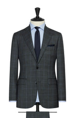 VBC anthracite s130 mouliné wool with blue multi windowpane Inspiration