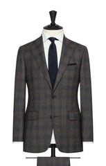 VBC coffee brown s130 mouliné wool with blue check Inspiration
