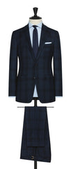 Possen Collection midnight blue s130 mouliné wool twill with black check Inspiration