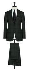 Possen Collection forest green s130 mouliné wool twill with black check Inspiration