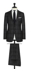 Possen Collection charcoal s130 mouliné wool twill with black check Inspiration