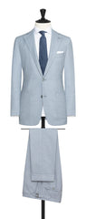 Possen Collection Blue S130 Wool With Grey Micro Check Inspiration