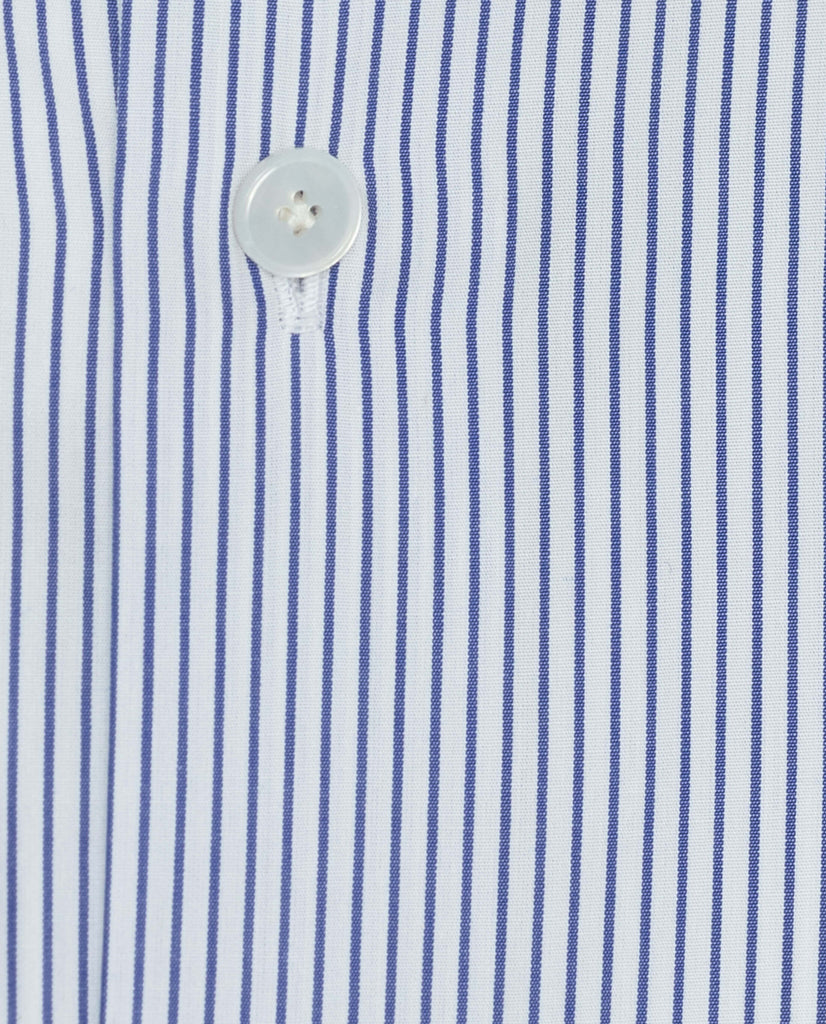 Albini Dark Blue Stripe Poplin Cotton 365 Easy Care Cotton