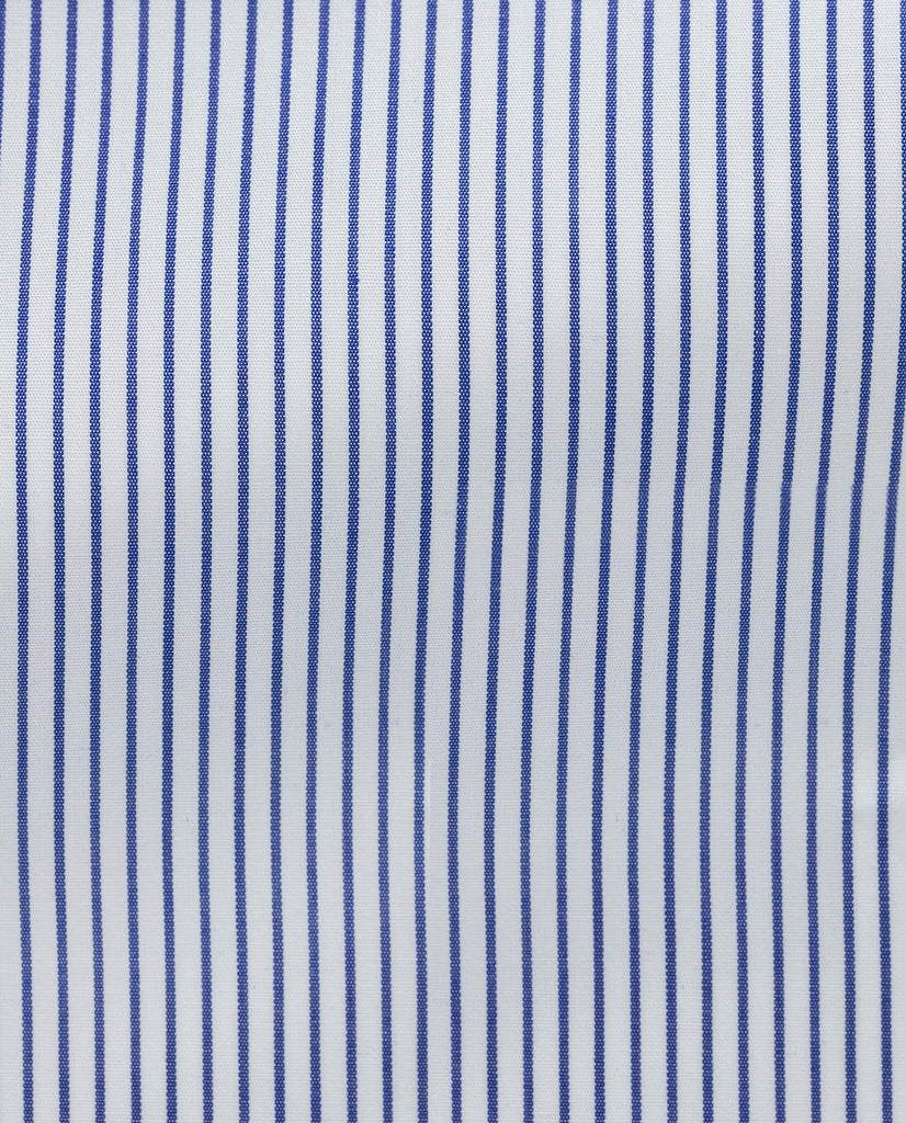 Albini Dark Blue Stripe Poplin Cotton 365 Easy Care Cotton