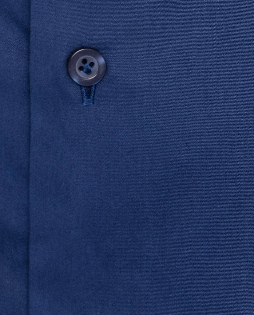 Albini Dark Blue Satin Twill 365 Easy Care Fine Cotton