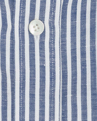 Weba Dark Blue Stripe Cotton & Linen Chambray
