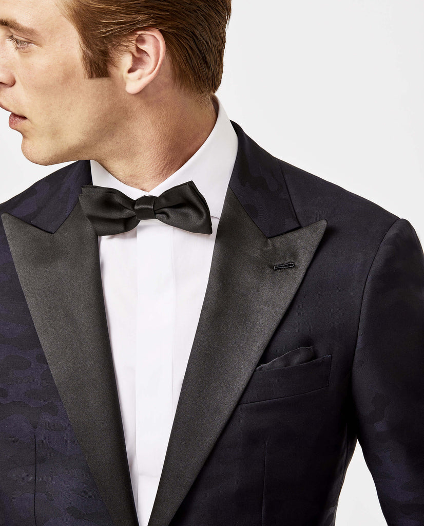 Vitale Barberis Canonico Midnight Blue Merino Wool with Jacquard Camo